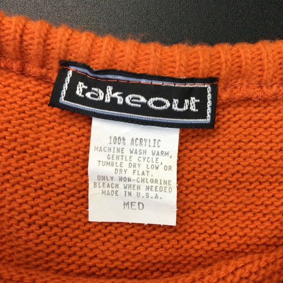 Women's Takeout Sweater Small Medium Orange Gray Y2K I - Picture 7 of 8